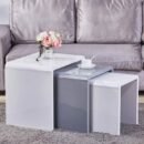 3-Piece Nesting Coffee Table Set, White & Grey